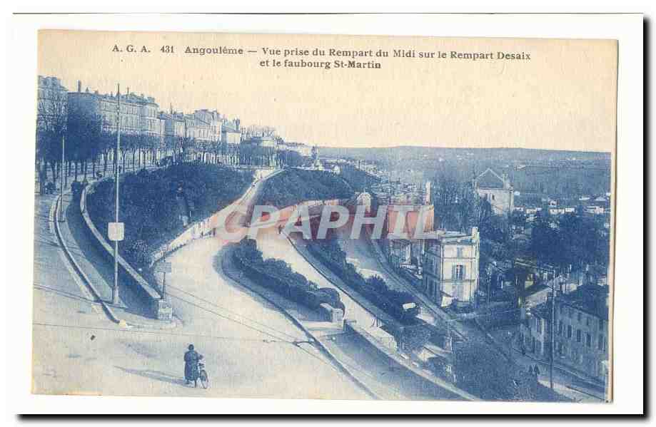 Angoulême — Vue prise du Rempart du Midi sur le Rempart Desaix et le faubourg St-Martin — A.G.A. 431