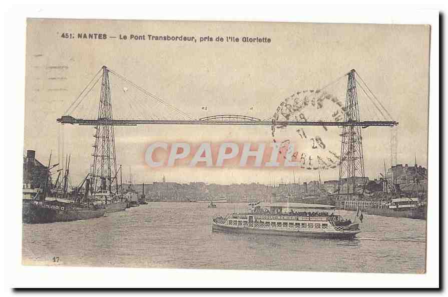 Nantes CPA Le pont transbordeur pris de l'ile Glorlette