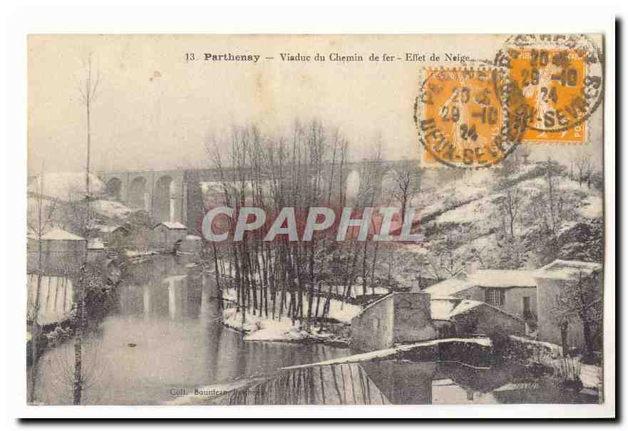 Parthenay — Viaduc du Chemin de fer — Effet de Neige — Gull. Boudin, Paris