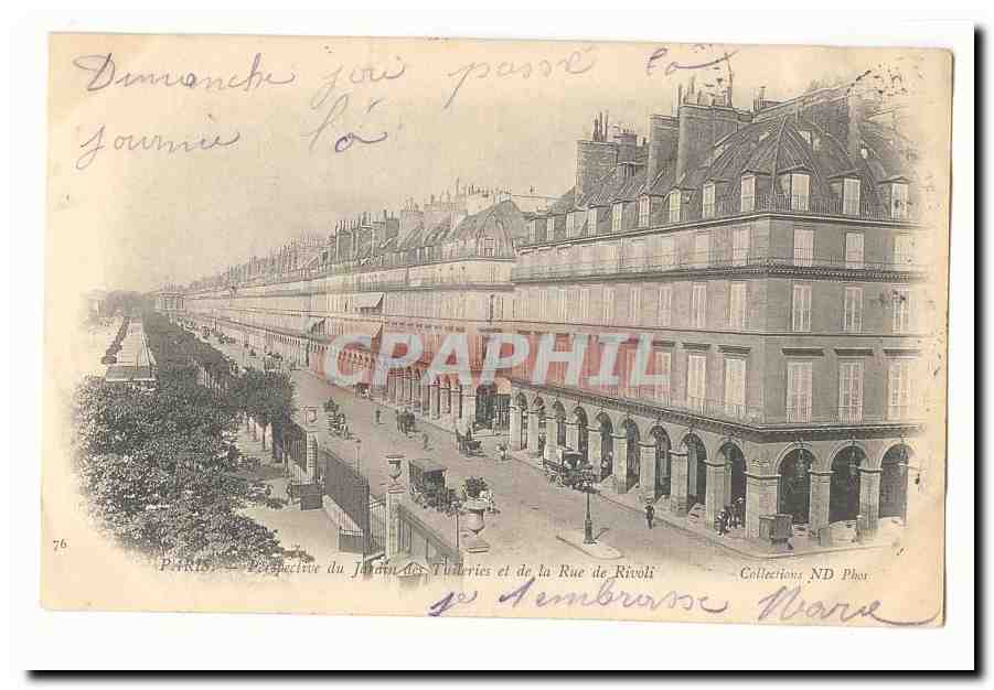Paris (1er) CPA Perspective du jardin des Tuileries et de la rue de Rivoli