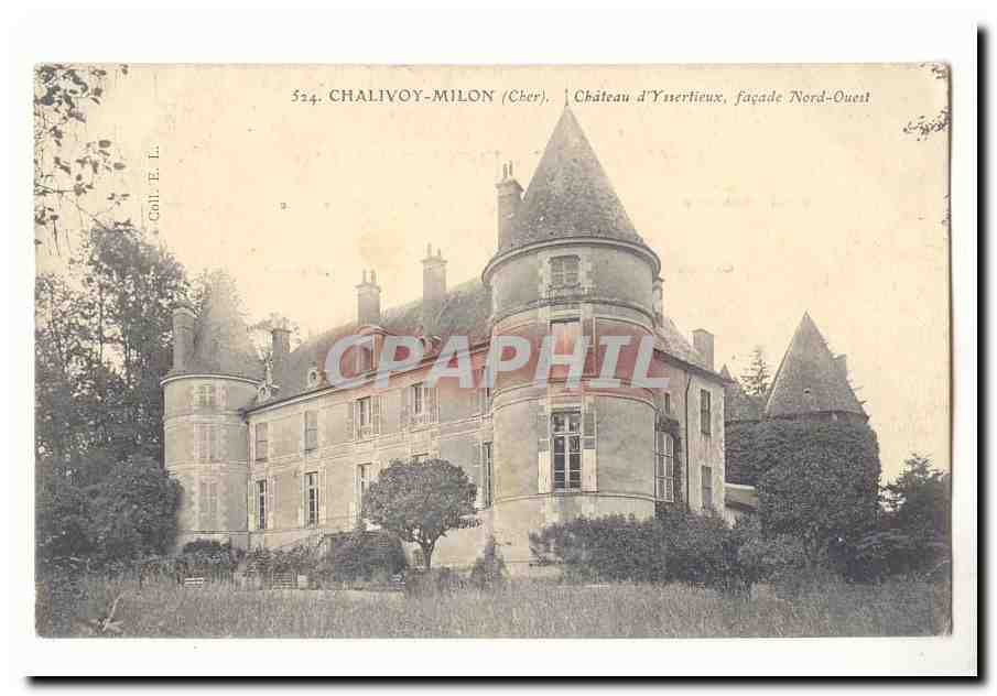 Chalivoy-Milon (Cher) — Château d'Yserlieux, façade Nord-Ouest — Goll E. L., n° 324