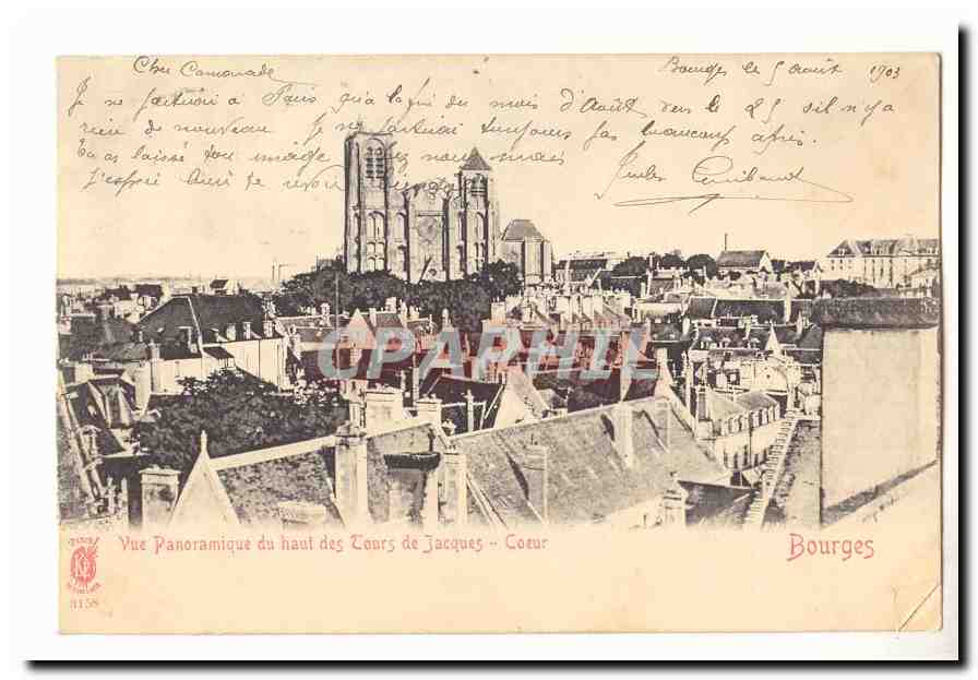 Bourges CPA Vue panoramique du haut des Cours de Jacques Coeur