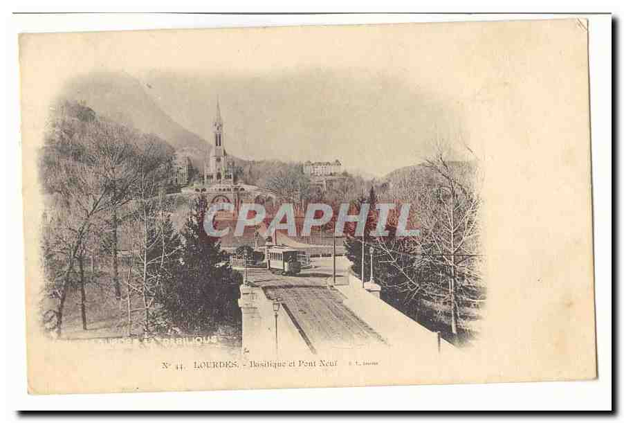 Lourdes CPA Basilique et Pont Neuf