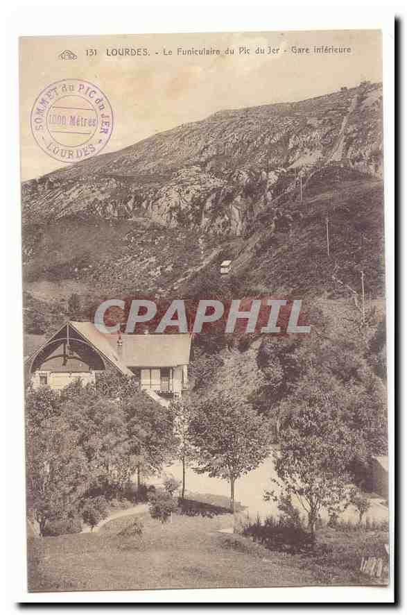Lourdes CPA Le funiculaire du pic du jer gare interieure