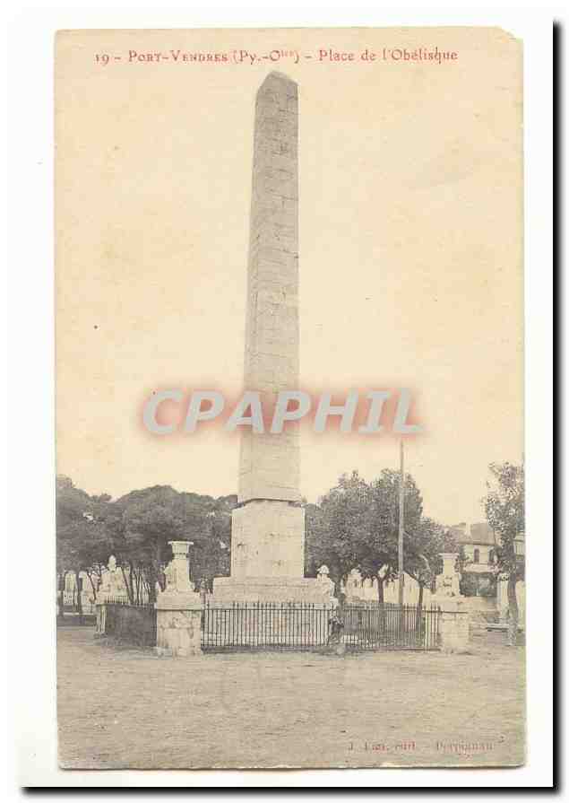 Port Vendres CPA Place de l´obelisque