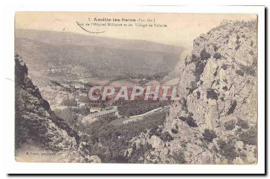 Amelie les Bains CPA Vue de l´hopital militaire et du village de Palalde