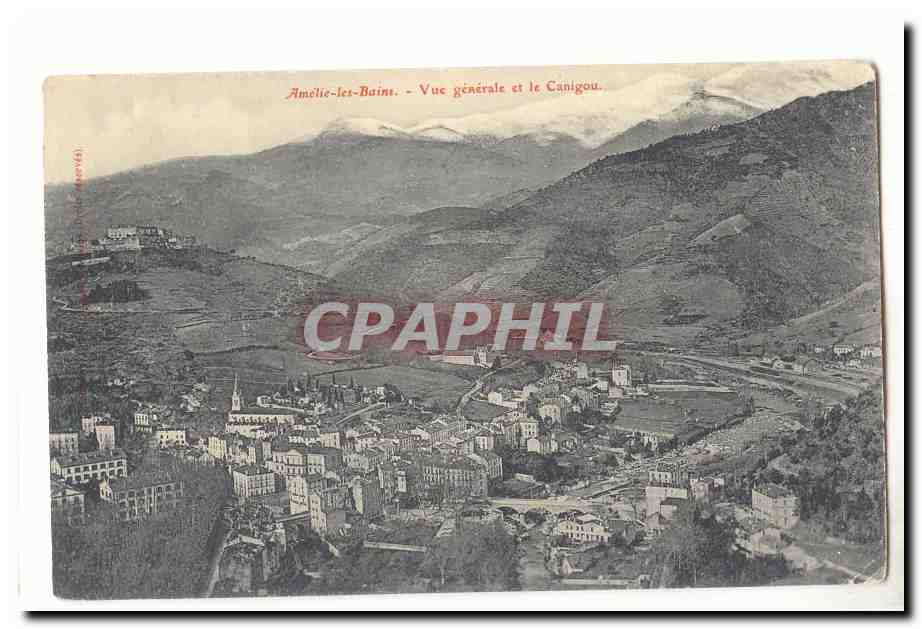 Amelie les Bains CPA Vue generale et le Canigou