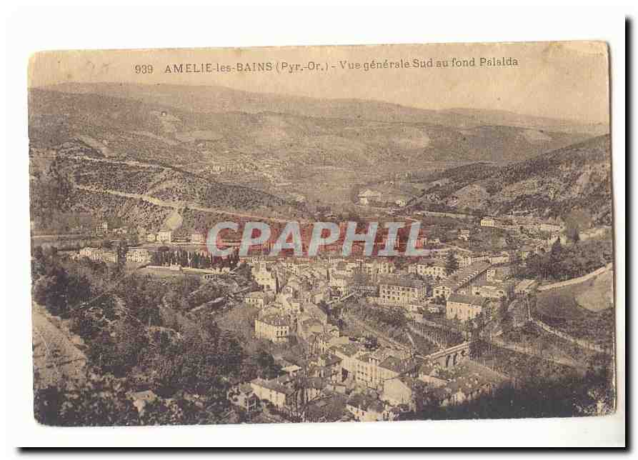 Amelie les Bains CPA Vue generale Sud au fond Palalda