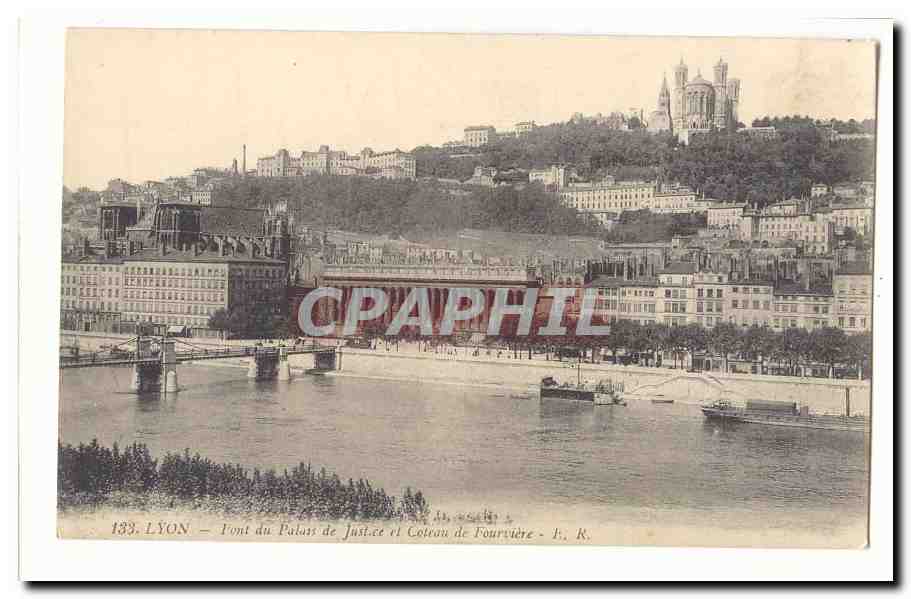 Lyon CPA Pont du Palais de justice et coteau de Fourviere