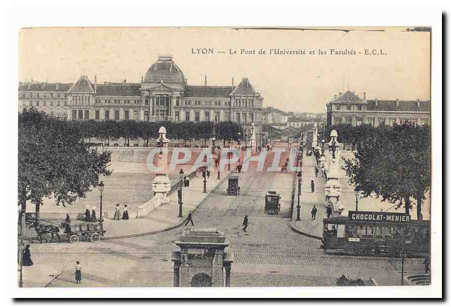 Lyon CPA Le pont de l'universite et les Facultes (tramway animee)