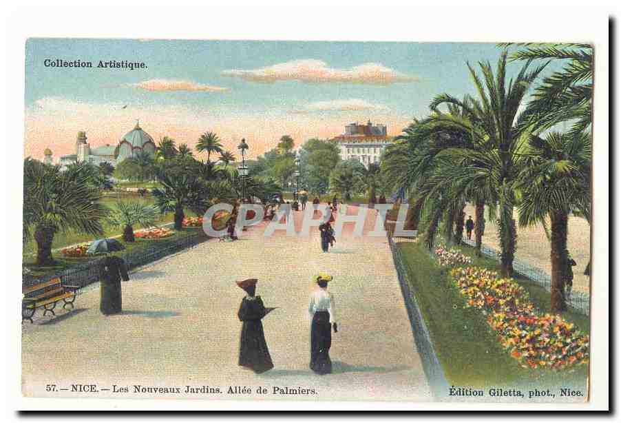 Nice CPA Les nouveaus jardins Allee de palmiers
