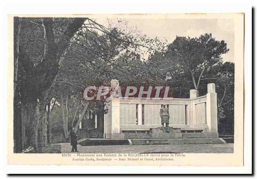 La Rochelle CPA Monument aux enfants de la Rochelle morts pour la Patrie Joachim Costa sculpteur