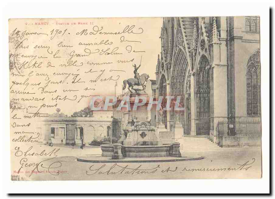 Nancy CPA Statue de Rene II (carte precurseur)