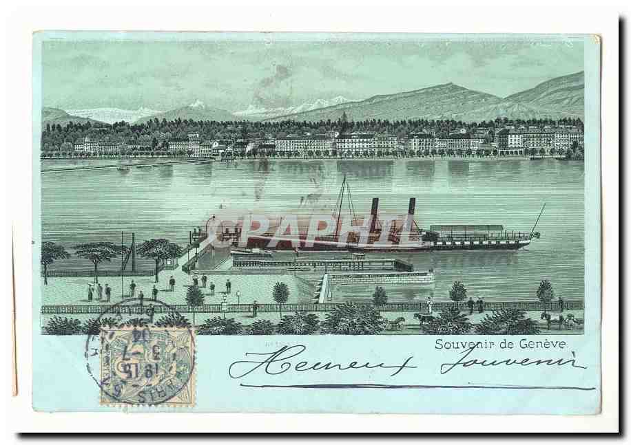 Suisse CPA Souvenir de Geneve (bateau)