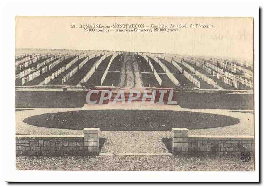 Romagne-sous-Montfaucón — Cimetière américain de l'Argonne, 25.000 tombes — éditeur CPAPHIL, n° 58