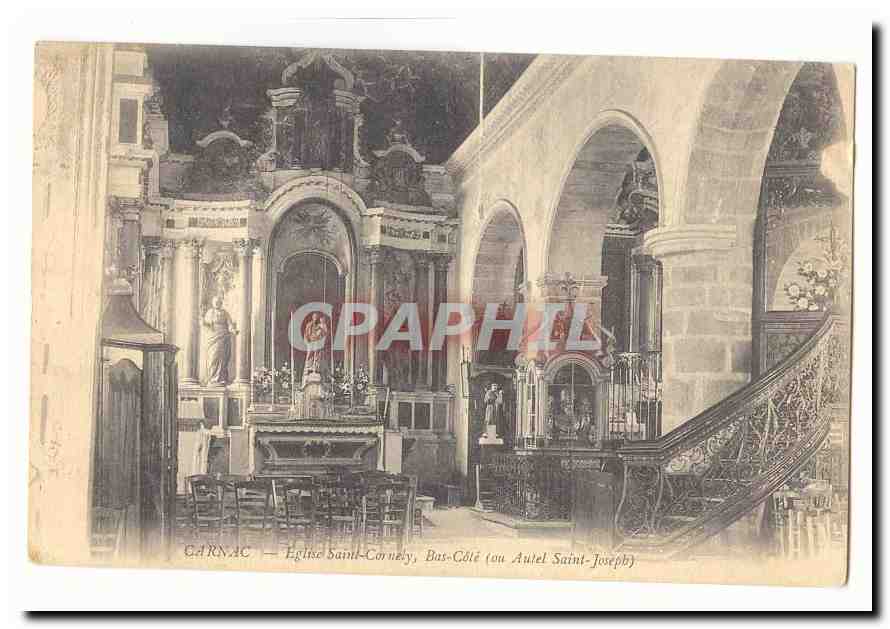 Carnac CPA eglise Saint Cornely bas cote (ou autel Saint Joseph)