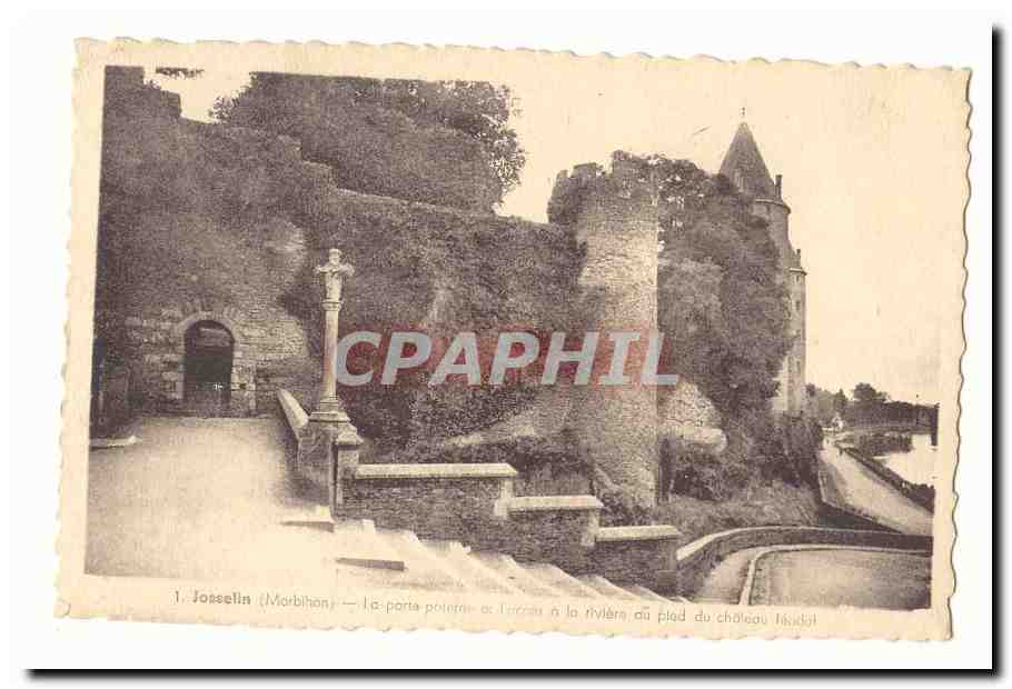 Josselin CPA La porte poterne et l'acces a la rivier au pied du chateau feodal