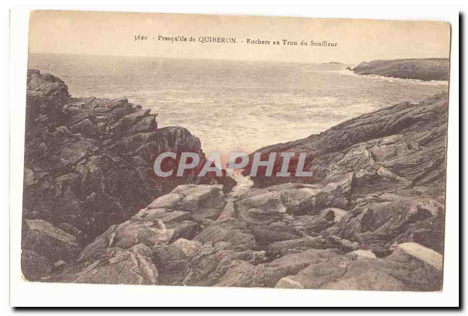 Presqu´ile de Quiberon CPA Rochers au Trou du souffleur
