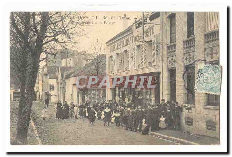 Colombes CPA La rue de l'orme Restaurant de la poste Superbe carte Rare (epicerie)