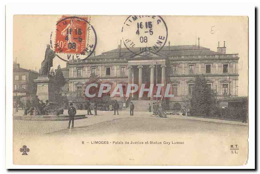 Limoges CPA Palais de justice et statue Gay Lussac