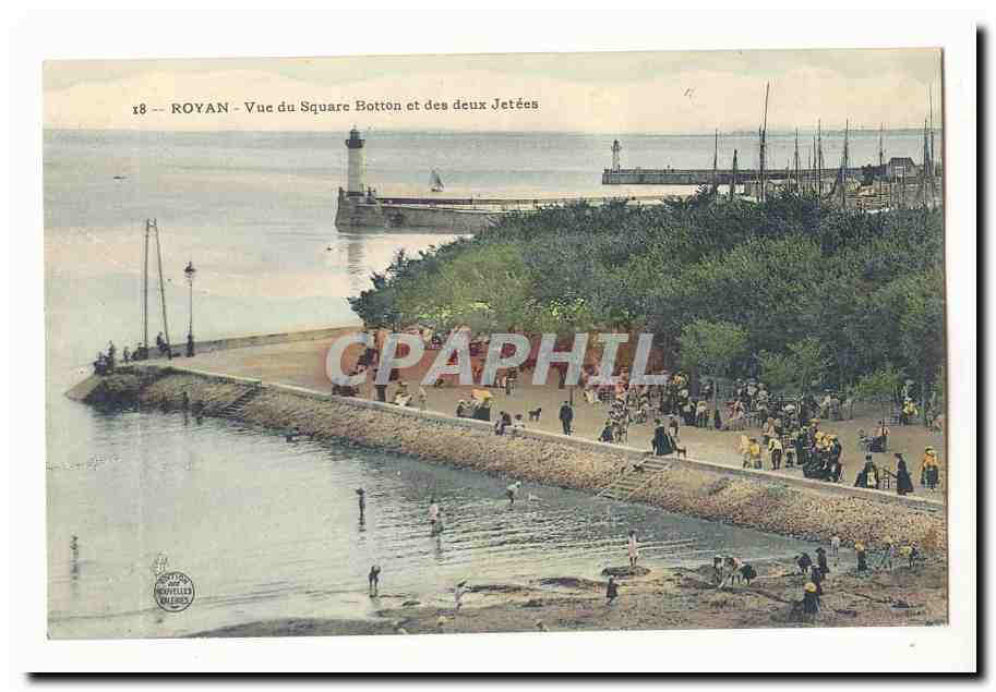 Royan — View of Square Botton and the Two Piers — publisher Nouvelles Impr. Royan