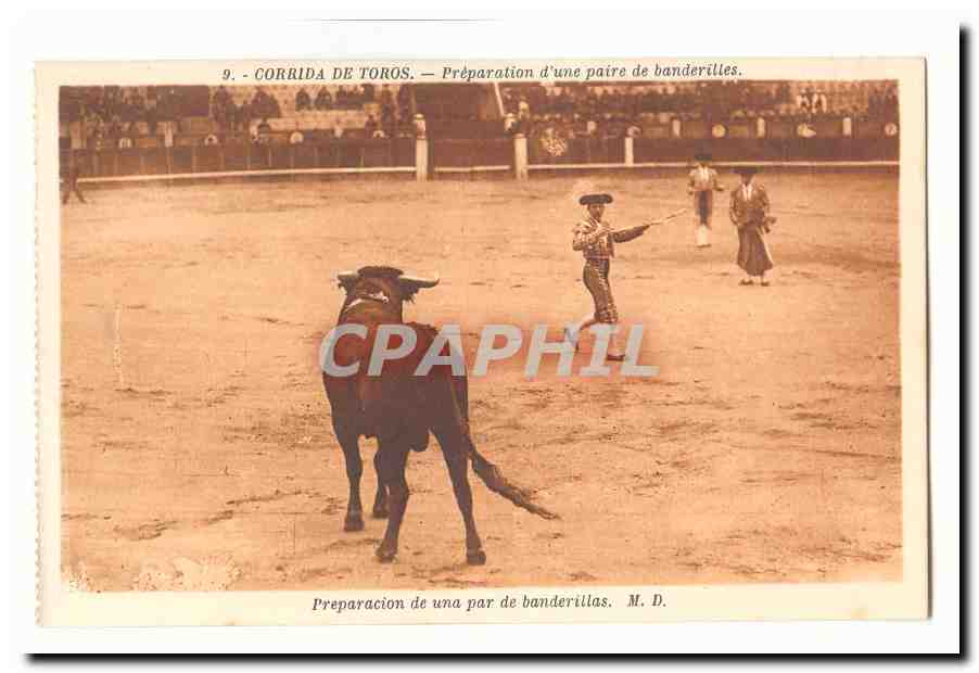 Corrida de Toros CPA preparation d'une paire de banderilles Preparacion de una par de banderillas