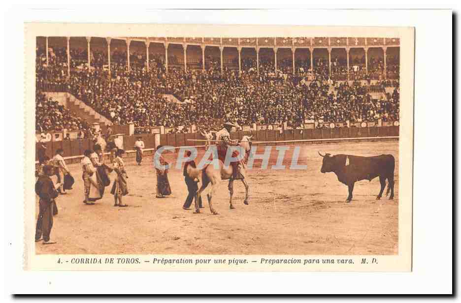 Corrida de Toros CPA Preparation pour une pique Preparacion para una vara