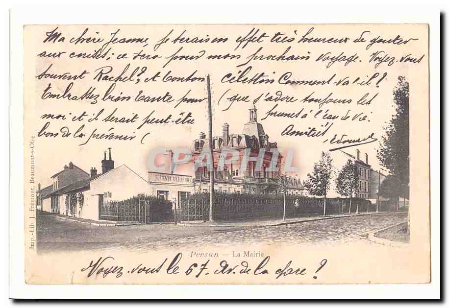 Persan CPA La mairie (et Postes et TElegraphes) (carte precurseur)