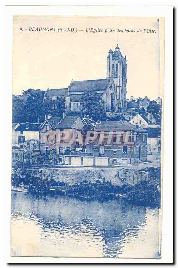 Beaumont CPA L'eglise prise des bords de l'Oise