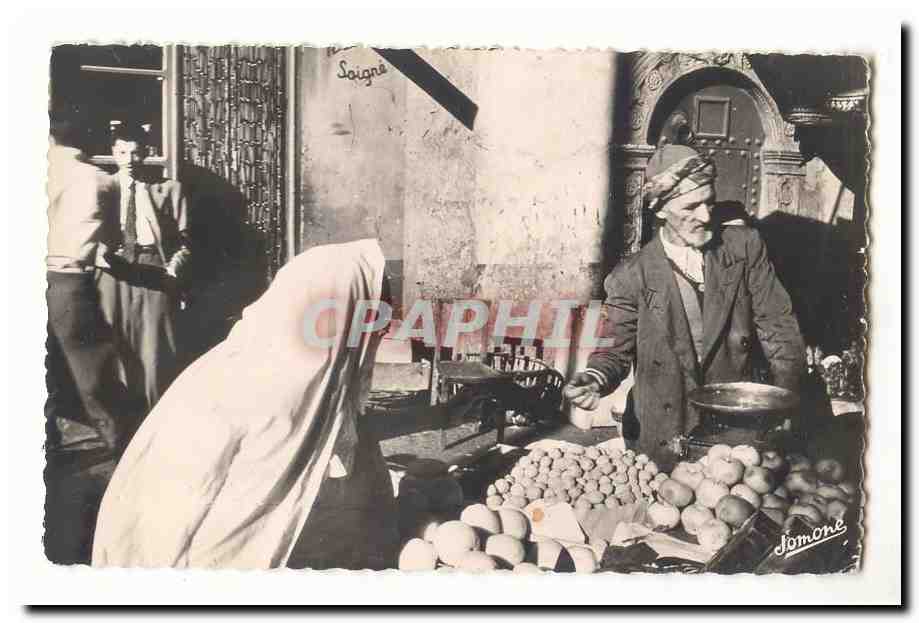 Algerie Alger CPA La casbah le marchand de legumes