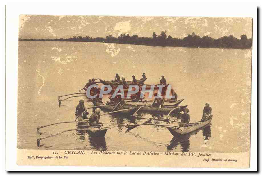 Sri Lanka Ceylan CPA Les pecheurs sur le lac de Batticloa Missions des PP jesuites