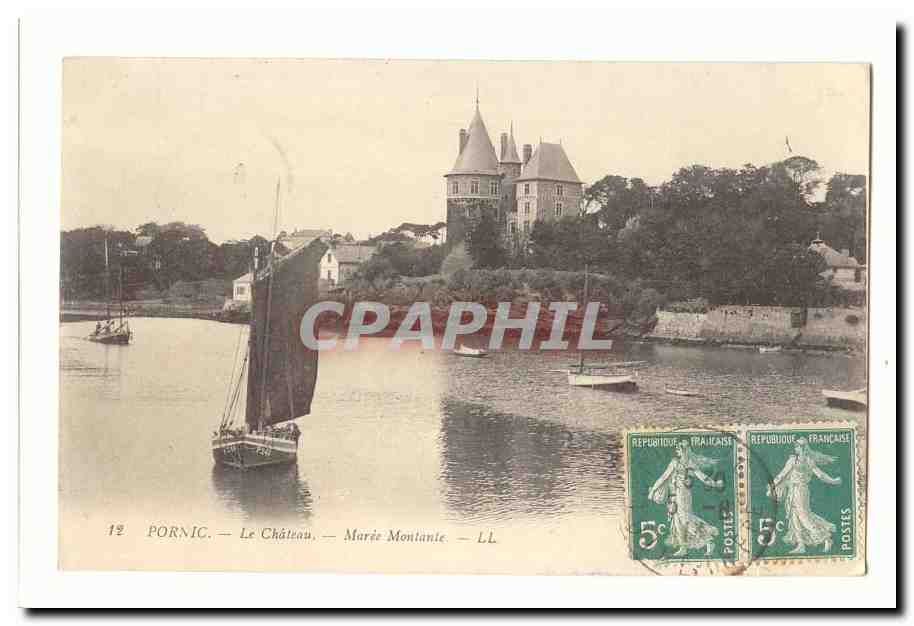 Pornic CPA Le chateau maree montante