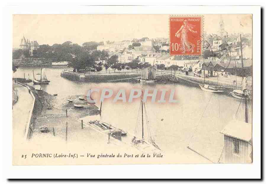 Pornic CPA Vue generale du port et de la ville