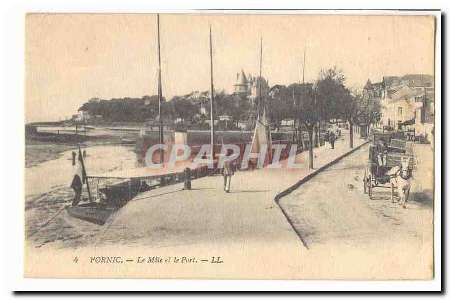 Pornic CPA Le Mole et le port (bateaux) (animee)