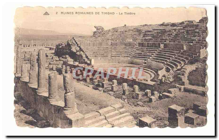 Algerie CPA Ruines romaines de Timgad Le theatre