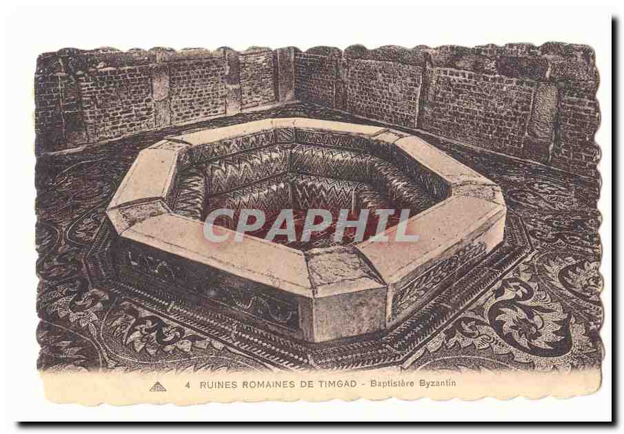 Algerie CPA Ruines romaines de Timgad Baptistere Byzantin