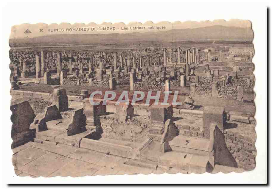 Algerie CPA Ruines romaines de Timgad Les latrines publiques