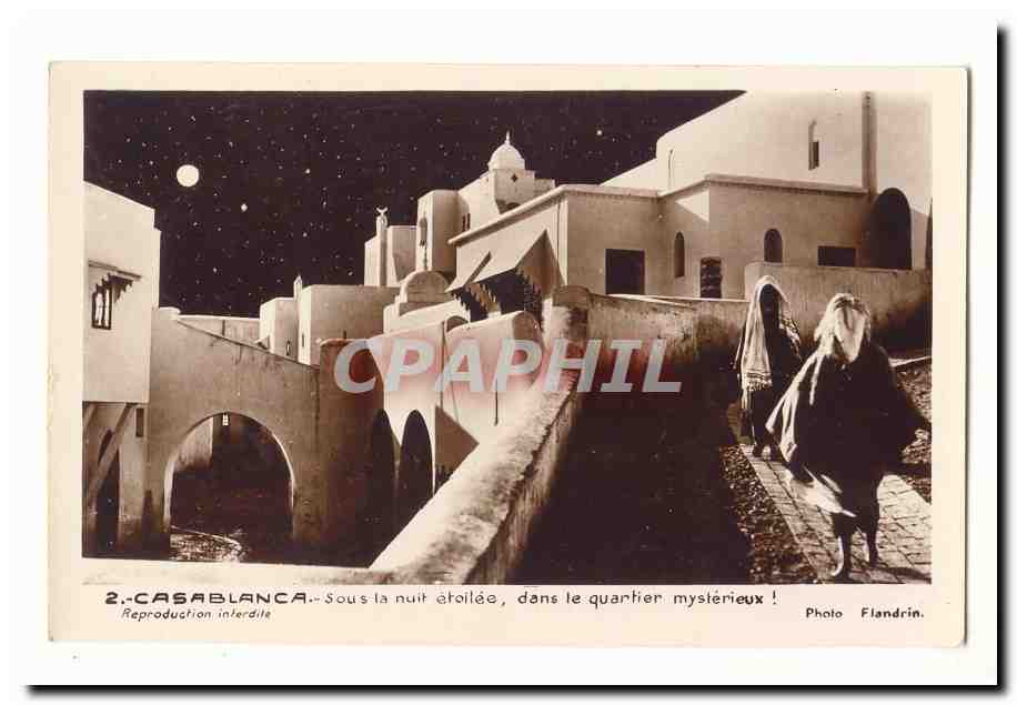 Maroc Casablanca CPA Sous la nuit etoilee dans le quartier mysterieux !