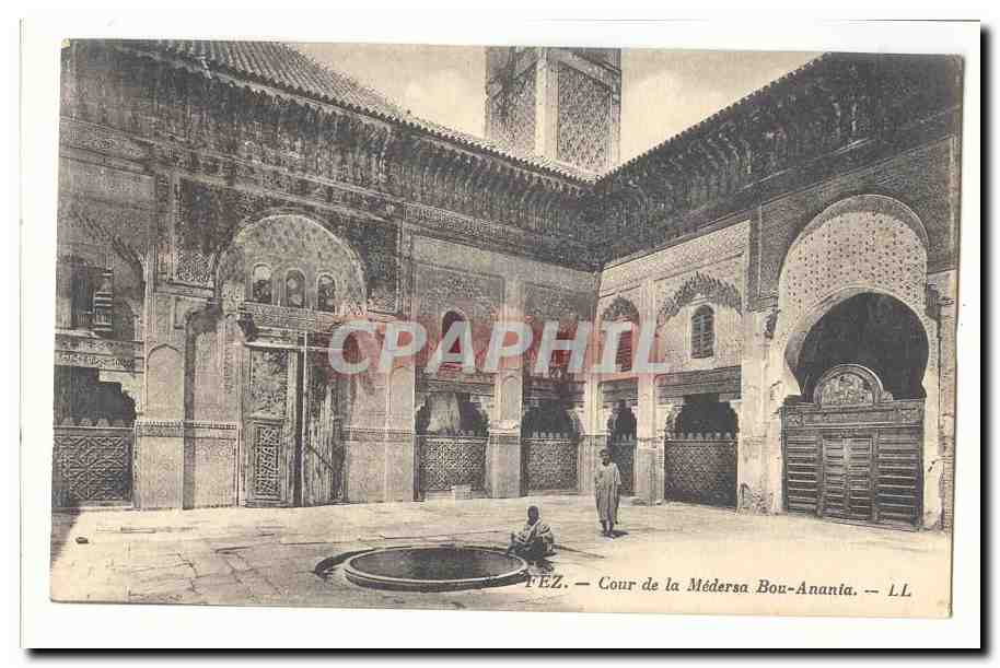 Maroc Fez CPA Cour de la Medersa Bou Anania