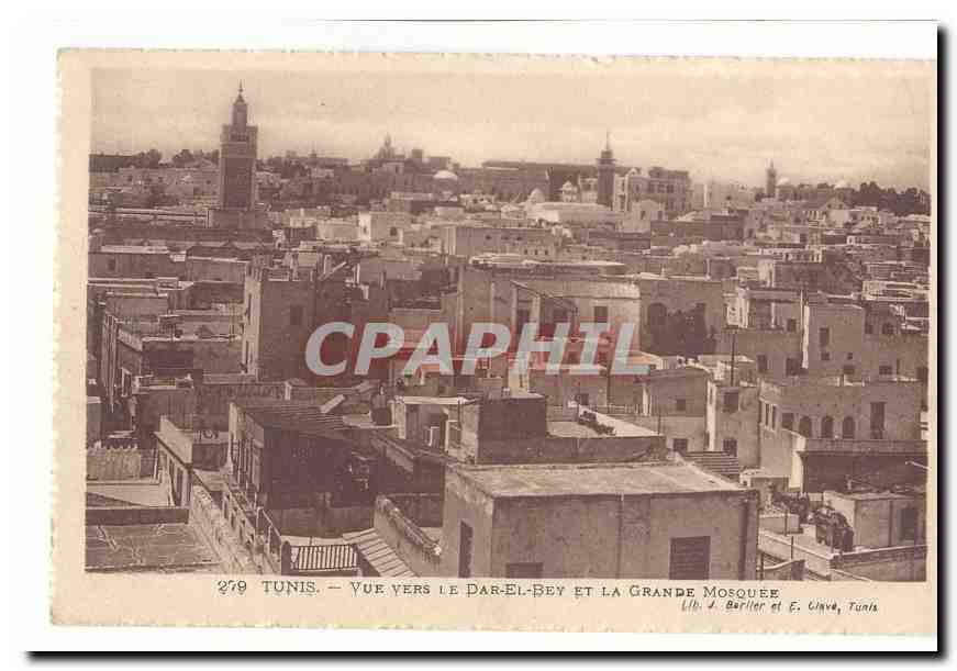 Tunisie Tunis CPA Vue vers le Dar el Bey et la grande mosquee