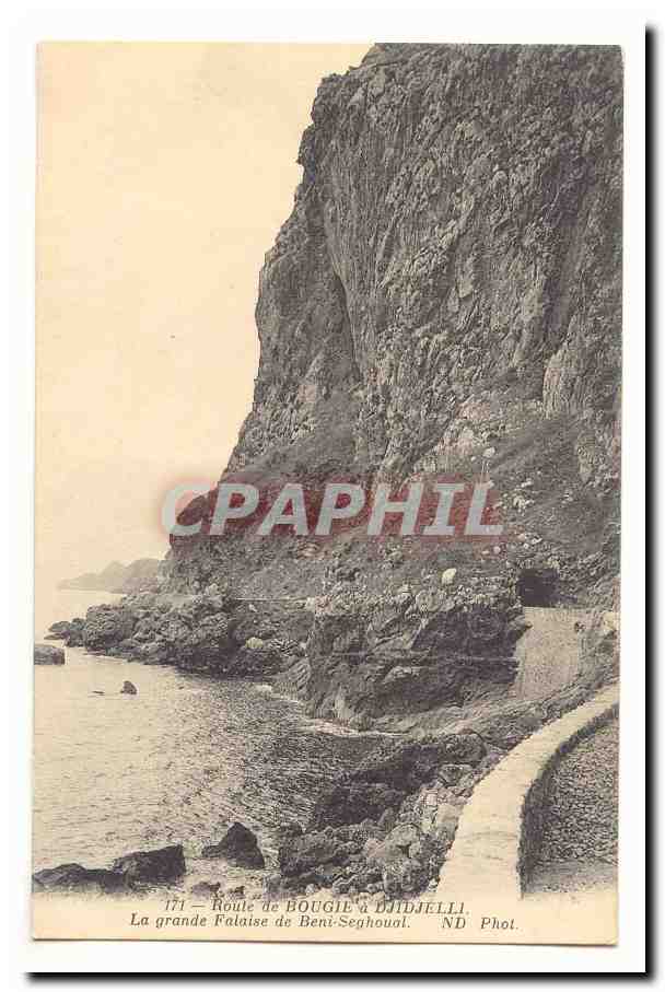 Algerie Route de Bougie a Djidelli CPA La grande falaise de Beni Seghouai