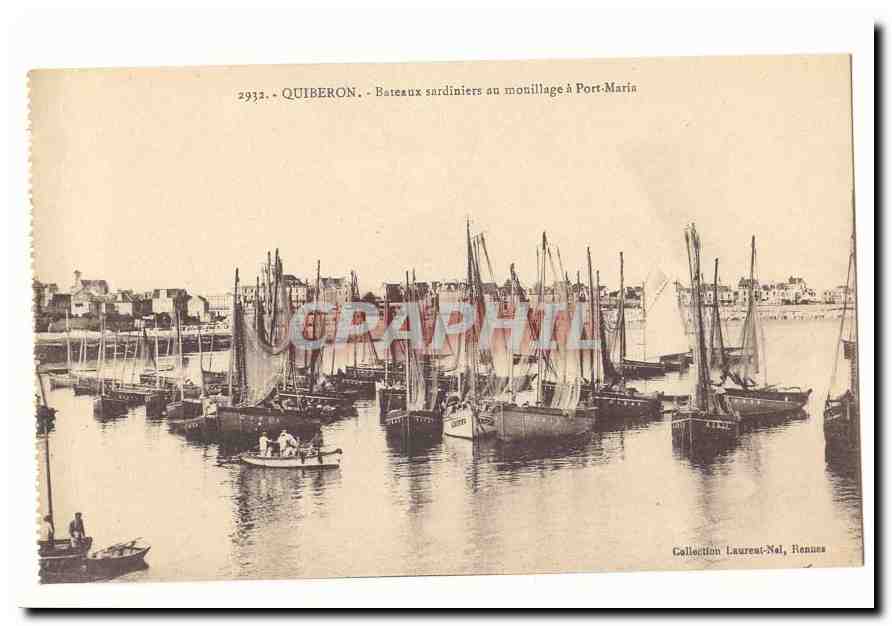 Quiberon - Bateaux sardiniers au mouillage à Port-María