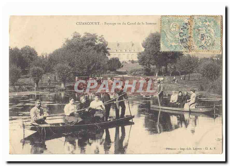 Cizancourt — Paysage vu du Canal de la Somme — Imp. Lib. Layson, Cl. A. V.