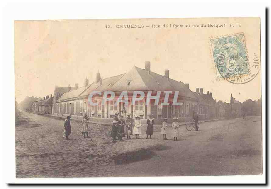 Chaulnes CPA Rue de Lihons et rue du Bosquet (enfants)