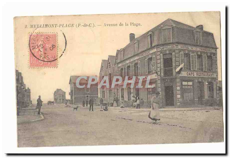 Merlimont Plage CPA Avenue d ela plgae (animee Hotel de la Terrasse)