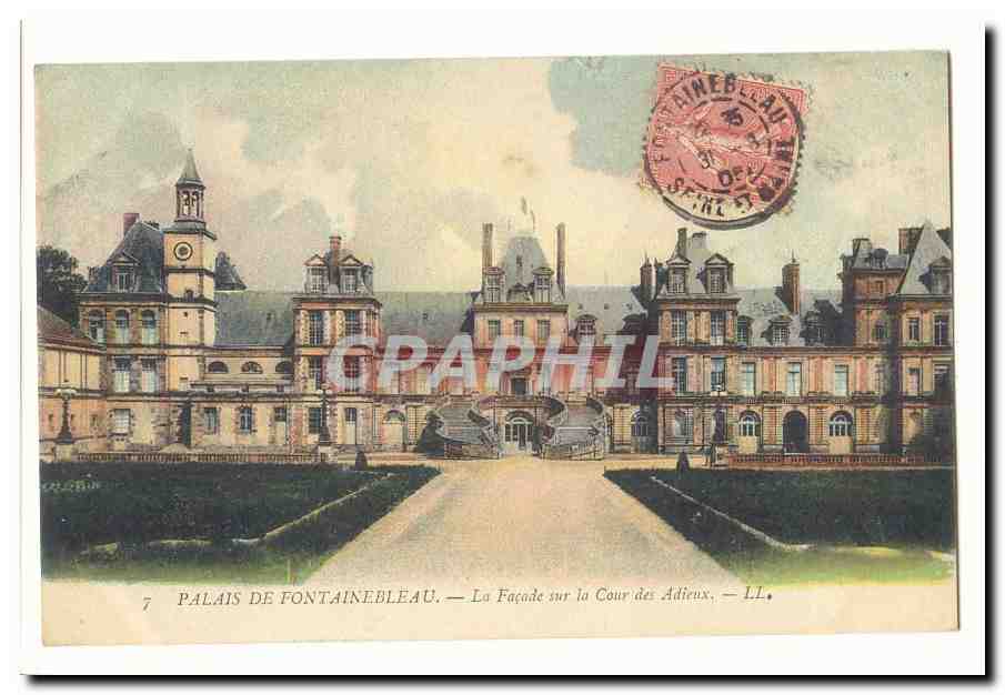Schloss Fontainebleau Antike Ansichtskarte Die Fassade zum Cour des Adieux