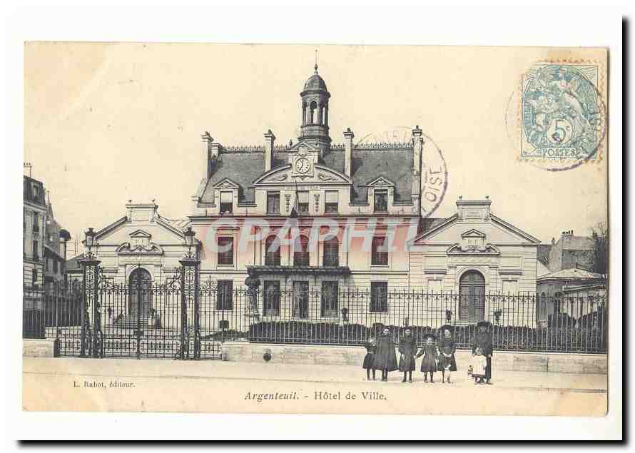Argenteuil CPA Hotel de ville (enfants animee)