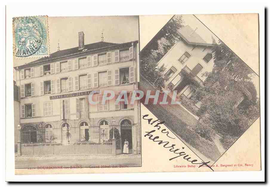 BOURBRONNE-LES-BAINS — Grand Hôtel des Bains — Librairie Dufay, Phototypie A. Bergeret et Cie, Nancy