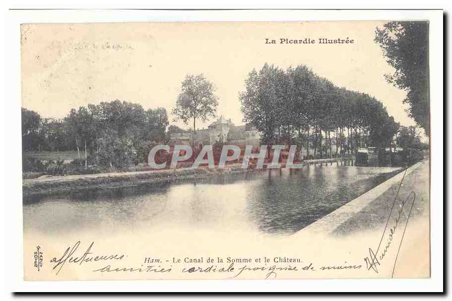 Ham CPA Le canal de la Somme et le chateau