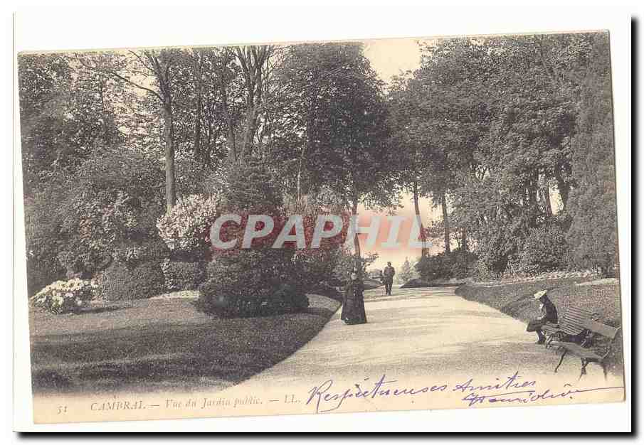 Cambrai CPA Vue sur le jardin public